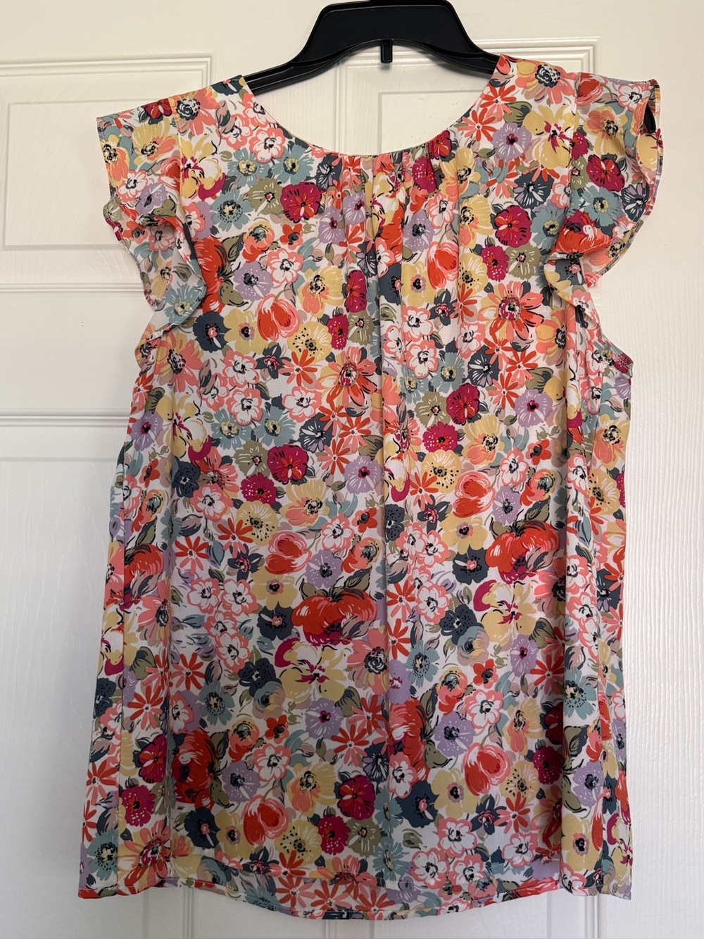 Ladies Floral Flutter Sleeve Top - Multicolor
